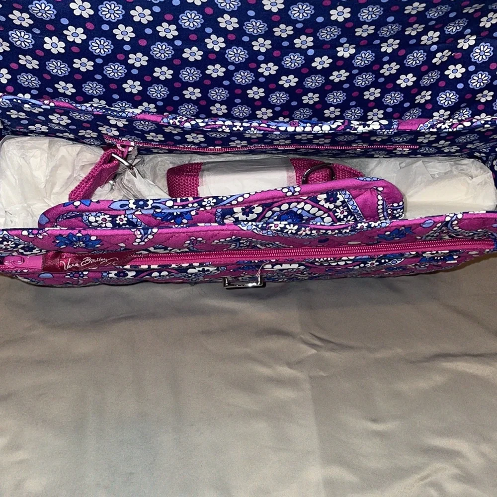 NWT Vera Bradley Brief Case Pink, Blue, and White
